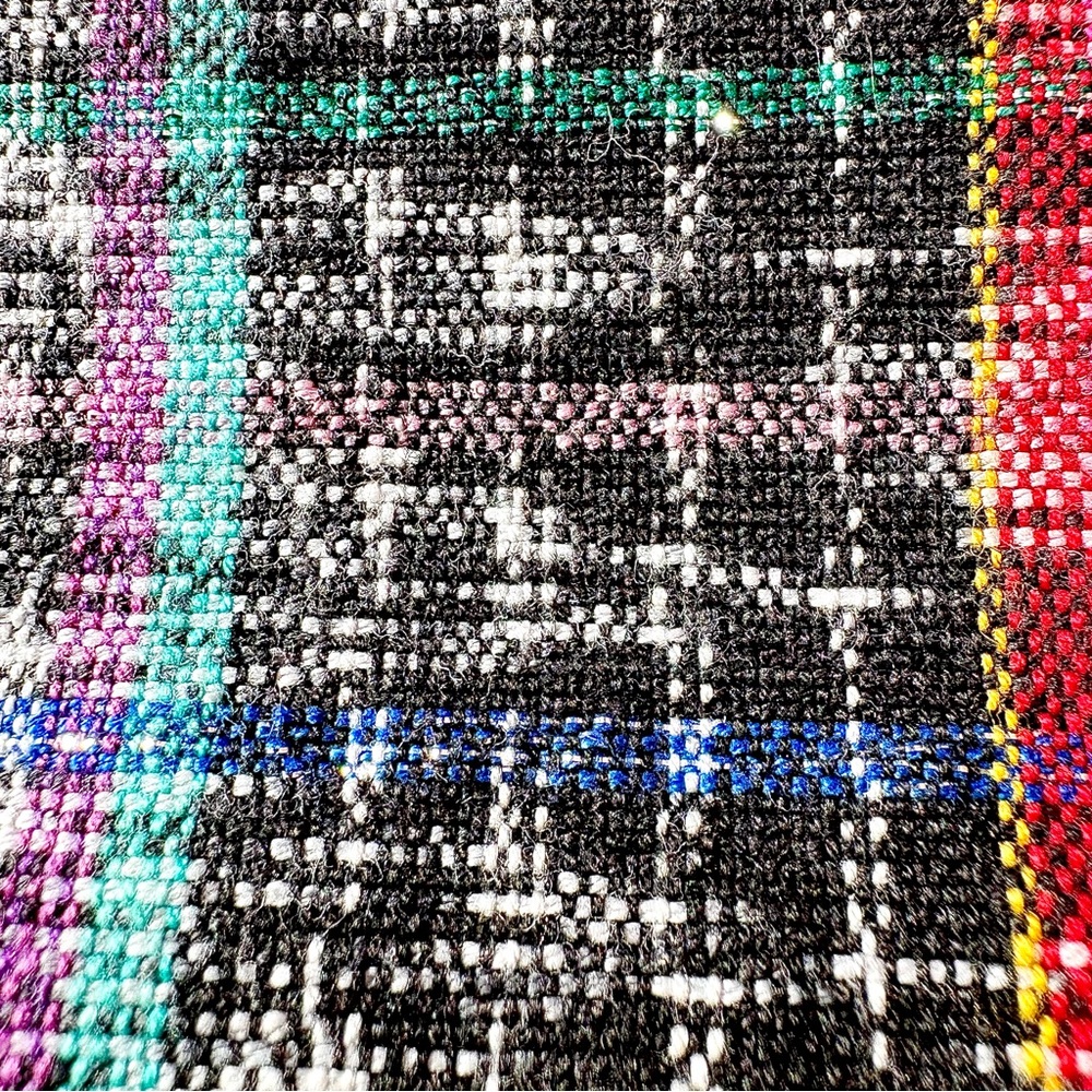 Guatemalan Maya Jaspe Indigo Ikat Plaid Textile –Handwoven Full Panel 36” x 224”